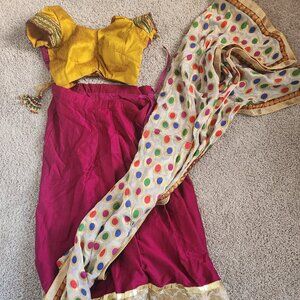 Beautiful gold and magenta lehenga set